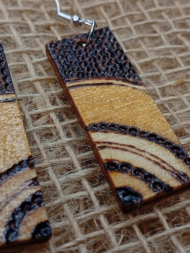 Kolczyki kintsugi prostokąty 090 - obrazek 2